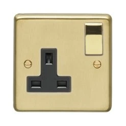 Revive Lighting Revive 1 Gang Switched Socket - Brushed Brass