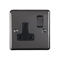 Revive Lighting Revive 1 Gang Switched Socket - Black Nickel