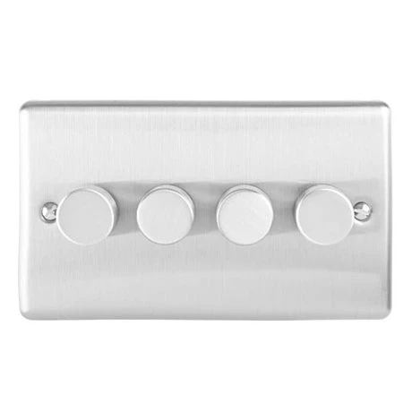 Revive Lighting Revive 4 Gang 2 Way Dimmer Light Switch - Satin Steel 1 Revive Lighting Revive 4 Gang 2 Way Dimmer Light Switch - Satin Steel