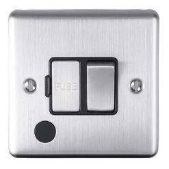 Revive Lighting Revive Switched Fused Spur With Flex Outlet Satin Steel/Black