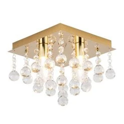 Revive Lighting Revive Brass 4 Light Square Flush Bathroom Ceiling Light