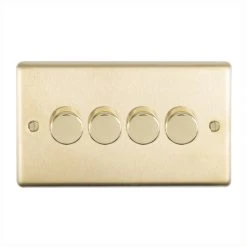 Revive Lighting Revive 4 Gang 2 Way Dimmer Light Switch - Brushed Brass