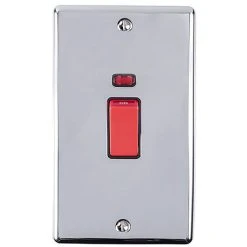 Revive Lighting Revive 45A Cooker Switch Double Plate With Neon Power Indicator - Chrome
