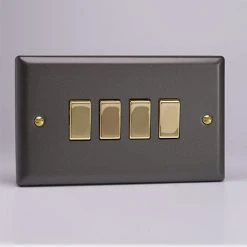 Revive Lighting Revive 4 Gang 2 Way Switch - Slate Grey/Brass