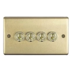 Revive Lighting Revive 4 Gang 2 Way Toggle Light Switch - Brushed Brass