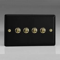 Revive Lighting Revive 4 Gang 2 Way Toggle Switch - Matt Black/Brass