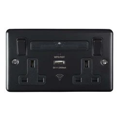 Revive Lighting Revive Twin Plug Socket With USB & WiFi Extender Matt Black
