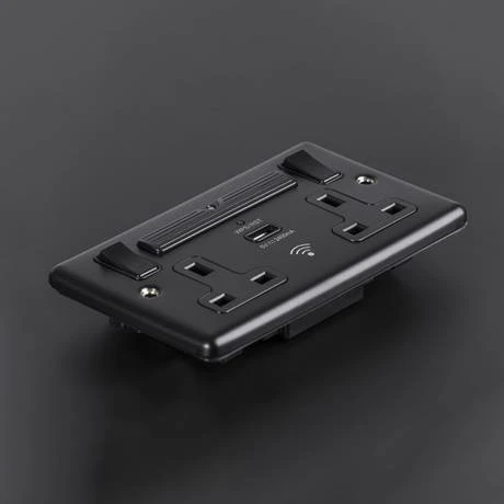 Revive Lighting Revive Twin Plug Socket With USB & WiFi Extender Matt Black 2 Revive Lighting Revive Twin Plug Socket With USB & WiFi Extender Matt Black - Image 2