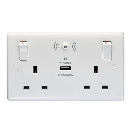 Revive Lighting Revive Twin Plug Socket With USB & WiFi Extender White 1 Revive Lighting Revive Twin Plug Socket With USB & WiFi Extender White