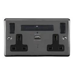 Revive Lighting Revive Twin Plug Socket With USB Outlet & WiFi Extender - Black Nickel