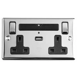 Revive Lighting Revive Twin Plug Socket With USB Outlet & WIFI Extender - Polished Chrome