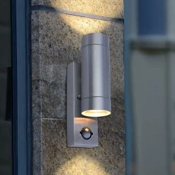 Revive Lighting Revive Outdoor PIR Modern Stainless Steel Up & Down Wall Light