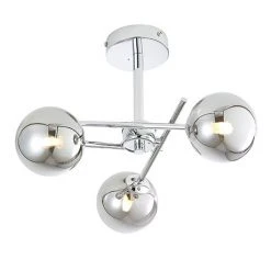 Revive Lighting Revive Chrome/Smoked Glass 3-Light Cross Arm Ceiling Light