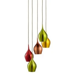Revive Lighting Revive Multi Coloured Glass Pendant Light - 5 Light