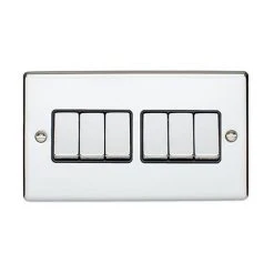 Revive Lighting Revive 6 Gang 2 Way Light Switch - Polished Chrome