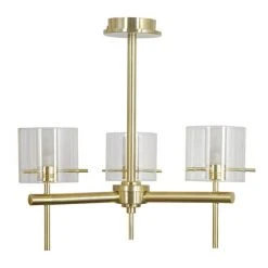 Revive Lighting Revive Satin Brass 3-Light Bathroom Ceiling Light With Glass Cylinder Shades