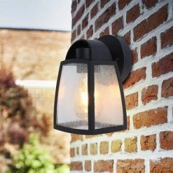 Revive Lighting Revive Outdoor Small Matt Black Wall Light With Seeded Glass Diffuser -Revive Lighting Shop RV7370 D4 460
