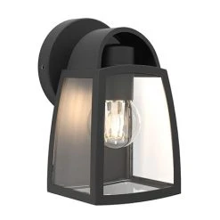 Revive Lighting Revive Outdoor Small Matt Black Wall Light With Clear Glass Diffuser