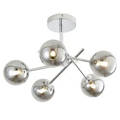 Revive Lighting Revive Chrome/Smoked Glass 5-Light Cross Arm Ceiling Light