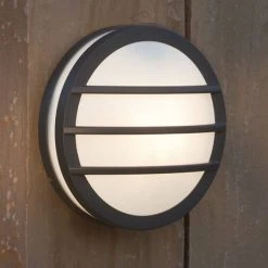 Revive Lighting Revive Outdoor Round Grill Dark Grey Bulkhead & Ceiling Light -Revive Lighting Shop RV7412 D3 460