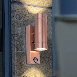 Revive Lighting Revive Outdoor PIR Modern Copper Up & Down Wall Light