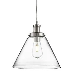 Revive Lighting Revive Clear Glass Cone Pendant Light - Modern Chrome