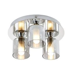 Revive Lighting Revive Chrome/Smoked Glass 3-Light Plate Ceiling Light