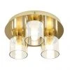 Revive Lighting Revive Satin Brass/Champagne Glass 3-Light Plate Ceiling Light