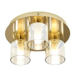 Revive Lighting Revive Satin Brass/Champagne Glass 3-Light Plate Ceiling Light