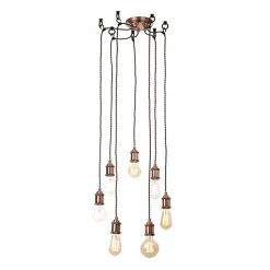 Revive Lighting Revive Vintage Copper Pendant Light Fitting - 7 Light