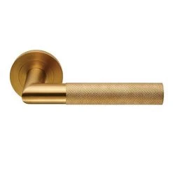 Revive Lighting Revive Industrial Knurled Lever Door Handles - Brushed Brass