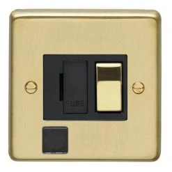 Revive Lighting Revive Switched Fused Spur With Flex Outlet Brushed Brass/Black